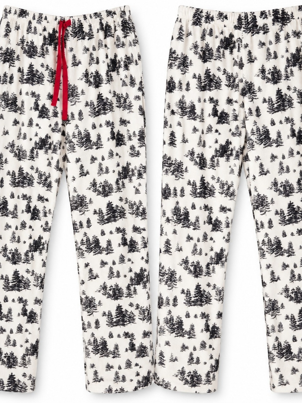 Stars Above XL Cream Black Tree Print Pajama Pants Cabin Cozy Wintercore Lounge